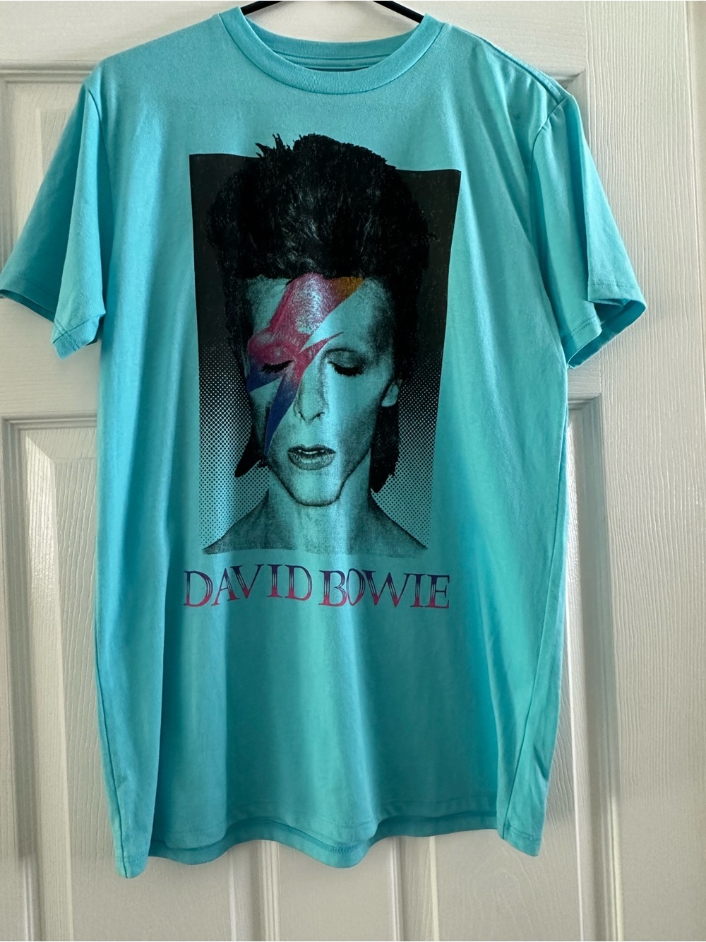 David Bowie turquoise Graphic Tee unisex NWT XS